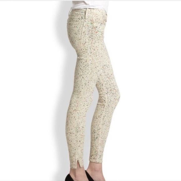 MOTHER “The Vamp” Splatter Jeans Speckled Cream Women's Pants | Size 25 - Picture 3 of 14